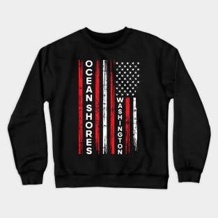 OCEAN SHORES WASHINGTON USA FLAG DISTRESSED Crewneck Sweatshirt